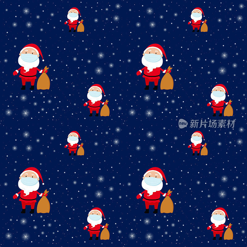 Christmas 2020 background. Santa Claus in face mask. Vector illustration